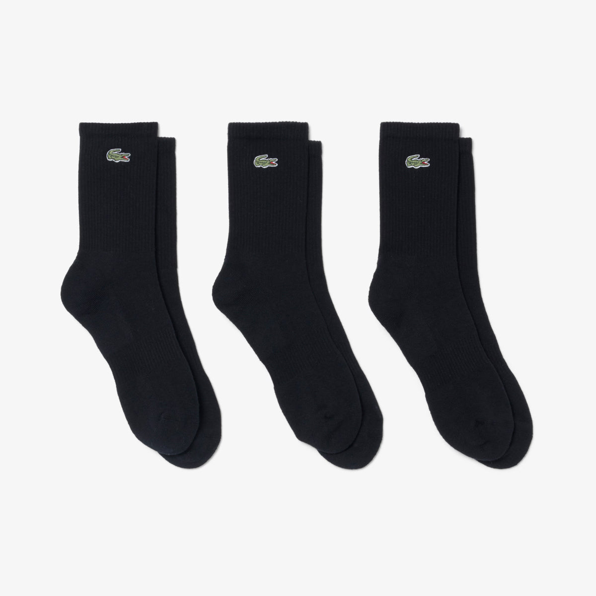 Pack de 3 Calcetines Largos Lacoste de Canalé Negros