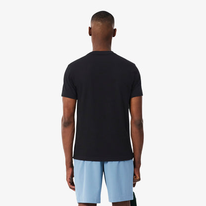 Camiseta Deportiva Lacoste Ultra Dry Negra con Estampado de Cocodrilo