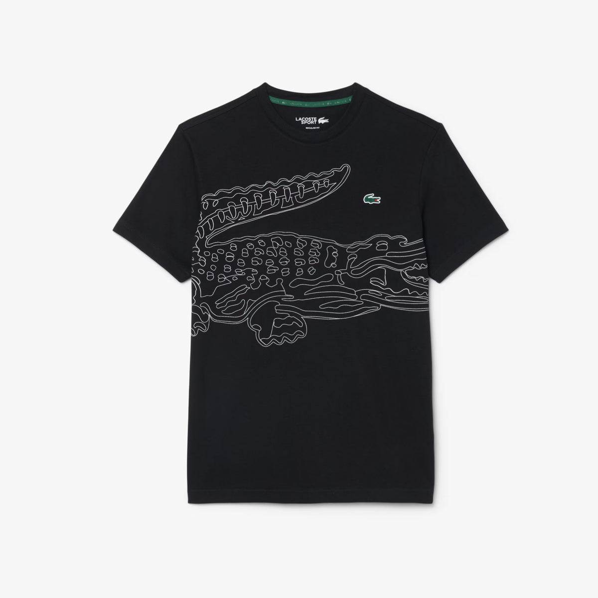 Camiseta Deportiva Lacoste Ultra Dry Negra con Estampado de Cocodrilo
