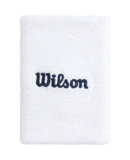 Muñequeras Tenis Wilson Wide Terry Wristbands Blanco/Navy